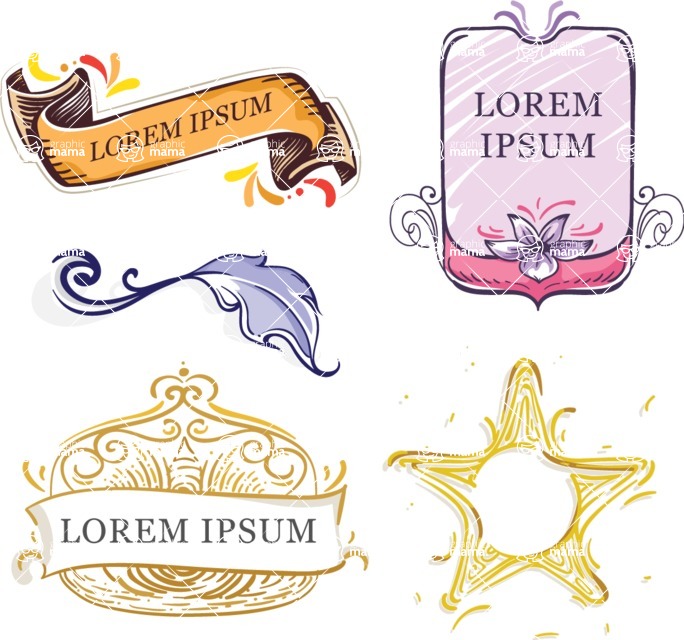 Vector Hand Drawn Elements Mega Bundle - Hand Drawn Vector Banner Templates